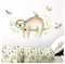 Little Deco Wandaufkleber Kinderzimmer Faultier auf AST & Vögel I 134 x 62 cm (BxH) I Wandsticker Wandbilder Kinder Wandtattoo Babyzimmer Junge DL206-24