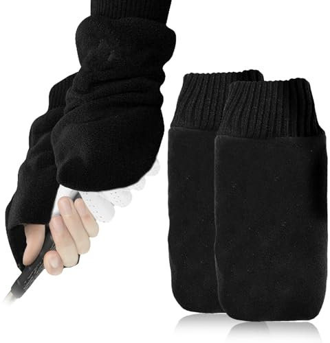 FINGER TEN Golfhandschuhe Herren Damen Winter Mitts Mitten Fäustling Warm Fleece im Paar Golf Handschuhe Nach Oben Ziehen Mit Weich Komfortabel Set (M,Schwarz)