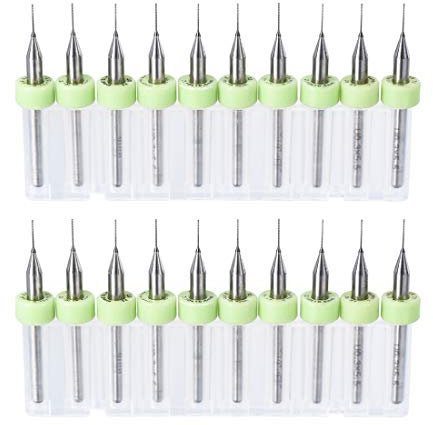sourcing map PCB Drill Bits 0.3mm Tungsten Carbide Rotary Tool Jewelry CNC Engraving Print Circuit Board Micro Drill Bits 1/8 Inch Shank 2 Set (20 Pcs)