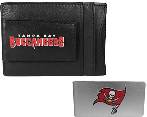 Siskiyou Sports NFL Tampa Bay Buccaneers Unisex Leder Bargeld & Kartenhalter & Geldklammer Schwarz One Size