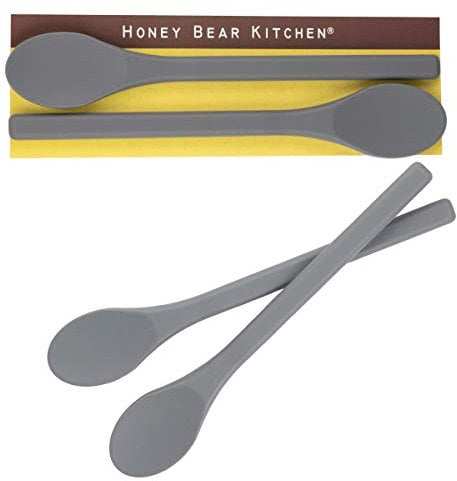 HONEY BEAR KITCHEN Silicone Stirring Spoon (Set of 2, Stone Grey) for Coffee & Tea