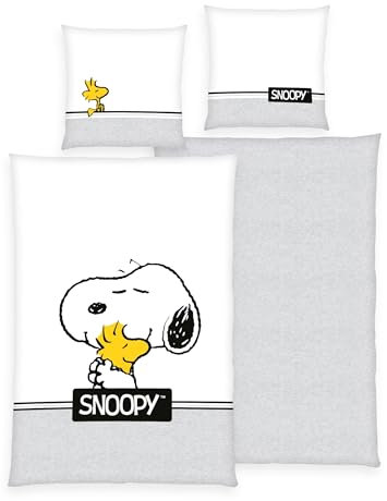 Arle-Living Peanuts Bettwäsche mit Wende Motiv 135x200 cm + 80x80 cm Snoopy Tweety