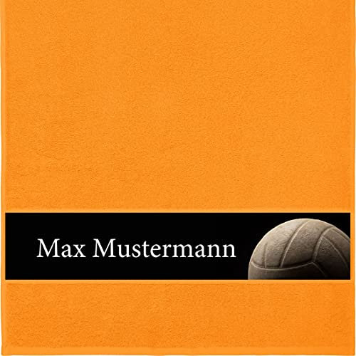 Manutextur Handtuch mit Namen - personalisiert - Motiv Volleyball - viele Farben & Motive - Dusch-Handtuch - orange - Größe 50x100 cm - persönliches Geschenk mit Wunsch-Motiv und Wunsch-Name
