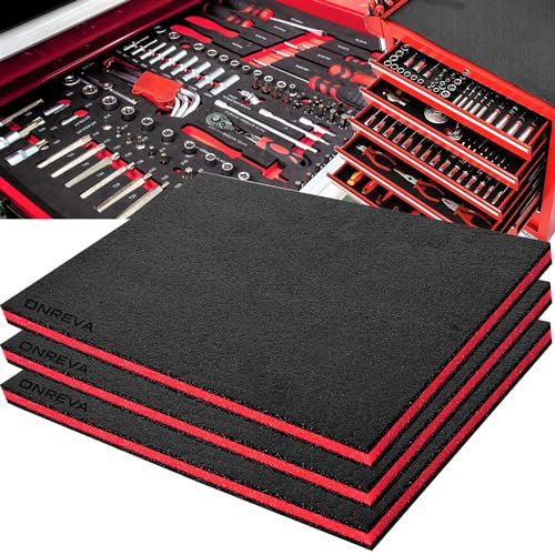 ONREVA WerkzeugkastenAuskleidung, professionelle WerkzeugkastenSchubladeneinlagen, 40,6 cm breit x 4,9 m groß, RollwerkzeugKommode, RegalGummimatte, robuste rutschfeste OrganizerAuskleidung für