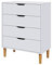Panana Chest of Drawers, Wood 4 Drawers Cabinet Storage Organiser Unit with Wooden Legs for Living Room Bedroom Hallway (White)