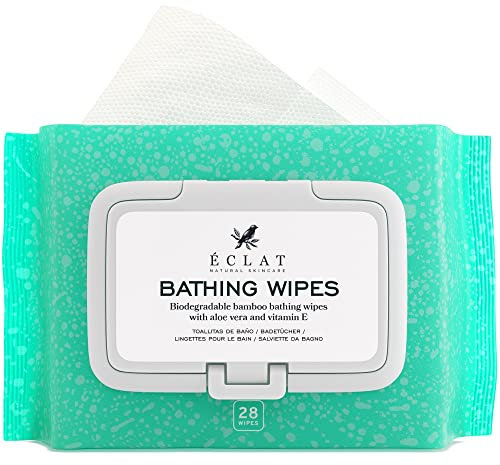 Bath Wipes, 100% Bamboo Fresh Wipes - Cleansing Wipes, Refreshing Wet Wipes for Adults, Unscented Body Wipes, For All Skin Types, 28 Sheets Adult Wet Wipes - Body Wipes for Adults No Shower
