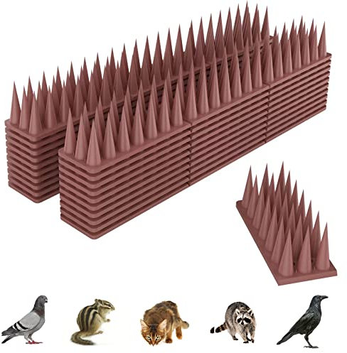 Pinchos Antipalomas Plástico, Pinchos Anti Gatos, 5.7 Metros Ahuyentador de Pajaros, Ahuyentador Palomas, Repelente Palomas Repelente Gatos Anti Palomas Pájaros Control - 20 Pcs Marrón