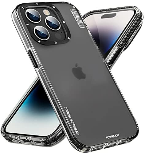 YOUNGKIT für iPhone 14 Pro Hülle, Stoßfeste Kratzfeste Schutzhülle Slim Klar Case Dünne Griffige Transparent Handyhülle - Schwarz
