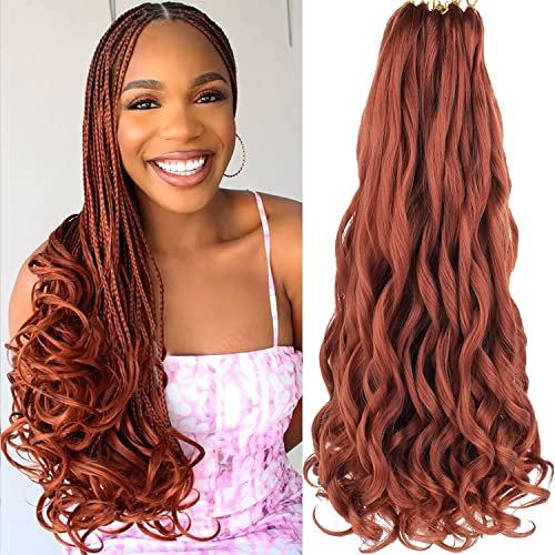 Xtrend 8 Packs French Curly Braiding 18 Inch Pre Stretched Bouncy Loose Wavy Braiding Hair Crochet Braiding Hair Yaki Texture French Curl Synthetic Braiding Hair Extensions(18 Inch,350#)