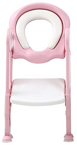 Sedile per WC per insegnare ai bambini a usare la toilette, con scaletta con ampio gradino antiscivolo, pieghevole, con morbido cuscino robusto, per bambini e bambine