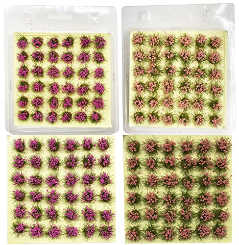 Cayway 2 Color Flower Cluster Model Pink Flower Vegetation Groups Grass Tufts Set Miniature Static Scenery Model for DIY Architecture Building Garden Scenery Landscape