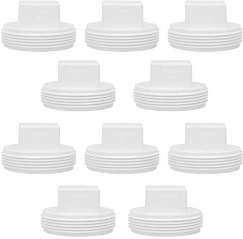 10Pack 2 Inch PVC Male Threaded Pipe End Cap SCH40 PVC Pipe Male Thread Plug 2 PVC NPT Male End Cap Adaptor, PVC Cleanout End Cap Plug, PVC NPT Male Plug Pipe Fitting for Plumbing Water Line