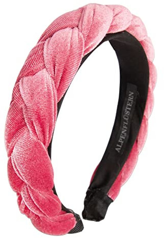Alpenflüstern Trachten-Haarreif Samt Flechtoptik - Damen Haarschmuck rutschfest, Haarband geflochten fürs Dirndl (rosa-rosé) ADV132