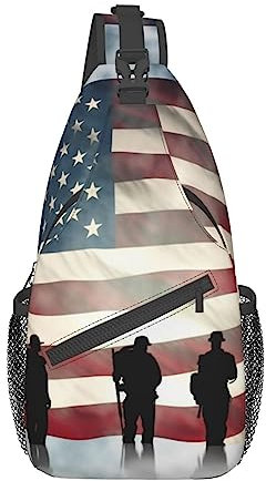 EVANEM Cross Chest Bag Walk On The Brooklyn Bridge Crossbody Durable Sling Backpack Casual Travel Bag For Unisex, Tag der amerikanischen Veteranen, One size