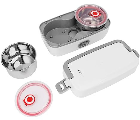 Contenitore per Il Pranzo Elettrico Portatile, Mini Cuociriso, 2 Ciotole Interne in Acciaio Inossidabile Contenitore per Il Pranzo Isolato per Alimenti a Vapore, Protezione Anti asciugatura(EU)
