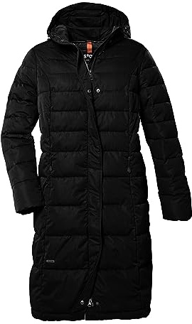 STOY Damen Stppmantel/Mantel mit Kapuze - Große Größen STW 7 WMN QLTD CT, schwarz, 50, 39793-000