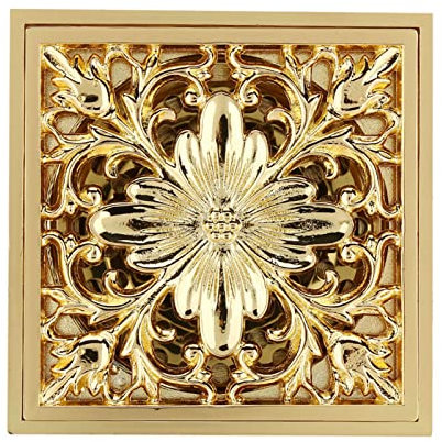 Gavigain Quadratischer Duschablauf ique Messing quadratischer Bodenablauf mit abnehmbarem Quadrato-Muster-Rost Quadrato-Muster-Rost abnehmbar für Badezimmer-Bodenabläufe Inklusive Haarsieb