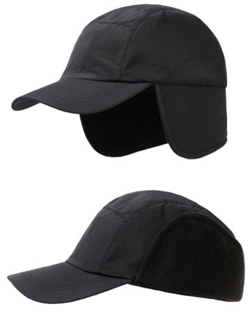 JAWSEU Winter Baseballmütze mit Ohrenschützern, Unisex Schirmmütze mit ohrenschützer Basecap Herren Winter Dicke Mütze Kappen Golf Cap Fliegermütze Wintermütze Windschutz Baseballcap mit Ohrenklappen