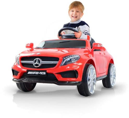 Mobiclinic® Kids, Coche eléctrico para niños, Mercedes Benz amg gla45, 12v, Turbo, Motor 30w, Mp3+USB+SD+aux, Mando, hasta 3 km/h, Luz led, Arnés Seguridad, Asa y Ruedas Transporte, +3años