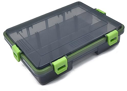 DFZHiuat Boîte de rangement double face en plastique transparent pour leurres de pêche, hameçons de pêche, petits accessoires, vert