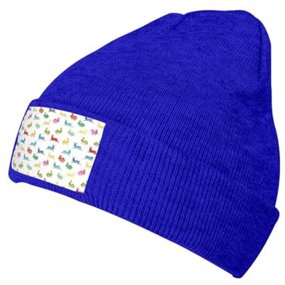 WURTON Beanie-Mütze mit Hasen in verschiedenen Posen, springend, Laufen, lässig, für Herren und Damen, Hip-Hop, weich, leicht, Laufmütze, Blau, Einheitsgr��e