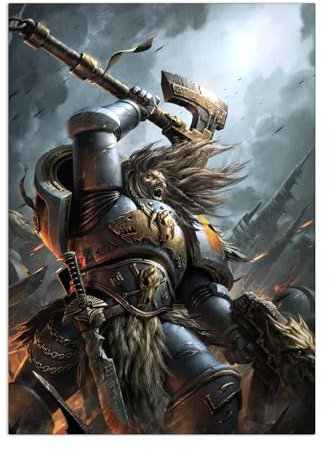 Displate Offiziell Warhammer MetallPoster Magnetische Befestigung Inklusive Lizenziert Bilder Hochwertiges Poster Warhammer 40,000 Art Grey Hunter Poster 67.5 cm x 48 cm