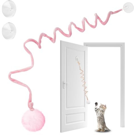Adiwo Jouets Interactifs pour Chats, 2pcs Interactif Porte Suspendue Jouet pour Chat Jeux avec Ressorts, Jouet Chaton Contre l'Ennui, Interactifs pour l'intérieur Chats et Chatons(Jaune + Rose)
