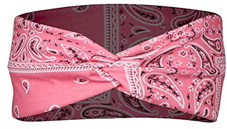 Elastisches Frauen-Band-Stirnband-Druck-Bandana-Wrap-Stirnband-Haar-Stirnband Haartücher Damen Binden (Pink, S)