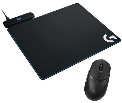 Logitech G309 LIGHTSPEED Mouse gaming wireless leggero, interruttori ibridi LIGHTFORCE, sensore HERO 25K, PC e Mac, e Logitech G POWERPLAY Ricarica Wireless Tappetino Mouse - Bianco