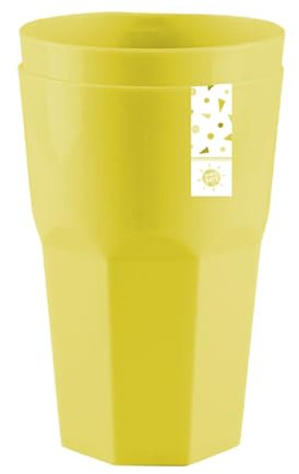 Gem Imports Sunshine Yellow Plastic Reusable Tumbler Cups 400ml - Pack of 2