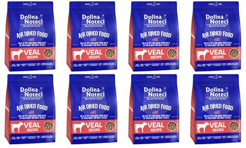 Dolina Noteci Glutenfrei Superfood Trockenfutter für Katzen - Kalbgericht 1kg (8-er Pack)