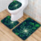 Bad Teppiche Set 3-Teiliges Elegante Grüne Blumen WC Vorleger Mit Ausschnitt Badematte Saugfähig WC Deckelbezug Badvorleger rutschfest Waschbar Toilettensitzbezug Badgarnitur (50x80cm)