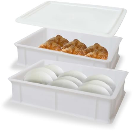Akitaink Cassetta per Lievitazione Pizza e Pane | Contenitore per Impasto con Coperchio, Plastica Lavabile in Lavastoviglie, 30x40x10 cm (2 PORTAIMPASTO CON COPERCHIO)