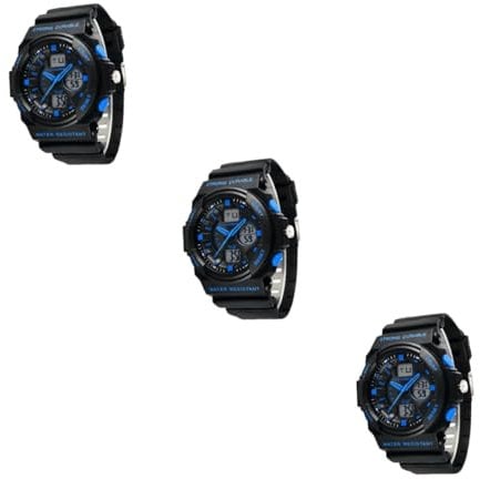 CALLARON 3pcs 66866 Men Dual Time Watch Men Sport Watch Sports Watch for Men Waterproof Men Watch Water Resistant Watch Waterproof Watches Water Proof Watches Blue Watch