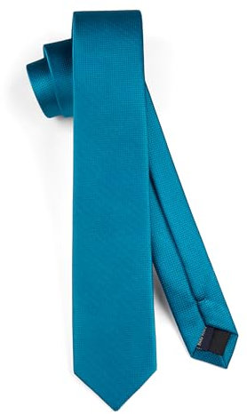 HISDERN Corbata para hombre Corbatas delgadas azul pavo real para hombre Corbatas clásicas de seda para bodas Corbata delgada formal con caja (6 cm)
