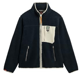 Superdry Herren Vintage Retro Borg Fleecejacke Finster Marineblau XL