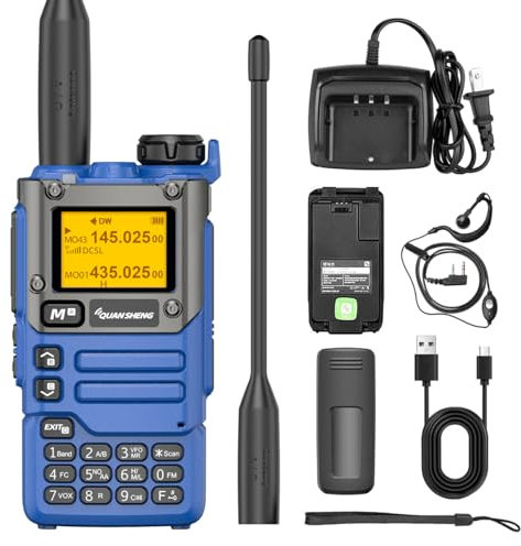QUANSHENG UVK5(8) AM/FM/DTMF walkie Talkie 200 Channel Type-C Charging Three Frequency Receiving walkie Talkie NOAA Weather Forecast, with Flash VOX Replication Frequency LCD Display (1 pieza)