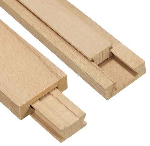 sourcing map Schubladenschienen aus Holz, 35 cm, klassische Holz-Mittelführungsschiene mit Gleitschiene, Holz-Schubladengleiter, untere Schienen, Ersatz-Set, 4 Stück