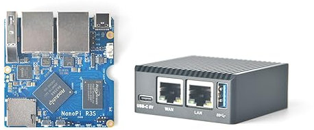 NanoPi R3S Mini Router OpenWRT, 2 GB LPDDR4X RAM 0/32 GB eMMC, puerto Ethernet de doble Gbps, puerta de enlace de oficina inteligente, aplicaciones NAS de IoT, soporte Debian Ubuntu OS (2 + 0 GB con