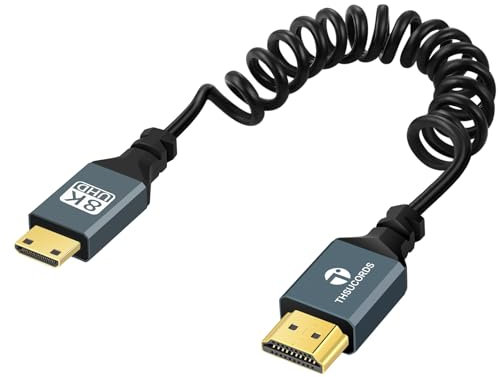 Thzzhnno Câble Spiralé DisplayPort, Câble Spiralé DP 4K @60Hz Pour moniteur de jeu, carte graphique, TV, PC, ordinateur(85MM étendu à 1M)