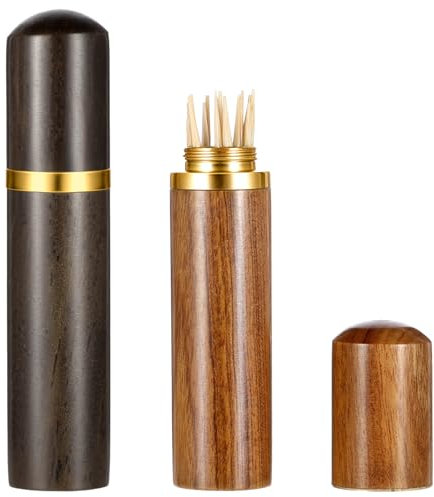 2er Pack Tragbarer Zahnstocher Spender Holz Zahnstocherhalter Mini Zahnstocherbox Wasserdichte Zahnstocher Taschenbox Zur Aufbewahrung Von Nadeln Zahnstochern Perlen Ohrstäbchen Wattestäbchen