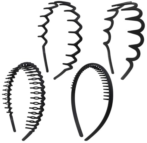 4 Stück Zickzack Haarreif, Schwarze Gewellte Stirnbänder, Zickzack-Haargummis, Elastische Haargummis für Männer, Rutschfeste Stirnbänder Mit Anti-Rutsch-Zähnen für Frauen MädchenOutdoor-Sport-Yoga