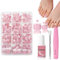Fake Toe Nails Set - 240PCS Short Square False Toenails Kit With Glue - White French Tip Pink Glossy Full Cover Fake Toe Nails - 12Size Stick on Toenails Tip for Women Nail Art DIY
