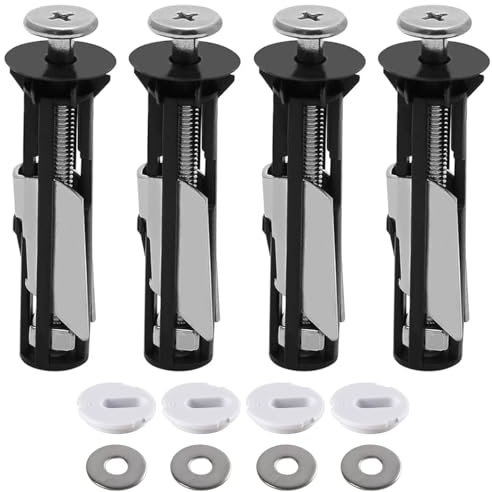 Toilet Seat Fittings, 4 Pack Toilet Seat Screws, Stainless Steel Toilet Seat Fixings for Top Lid Hinges,Replacement and Locking,Fixtures Universal Replacement Parts with Gaskets, Easy Install