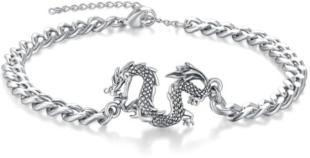 PARYFO Drachen Armband 925 Sterling Silber Wikinger Drachen Armband Vintage Schmuck Geschenke für Männer Jungen Vater Geburtstag Graduierten Geschenke