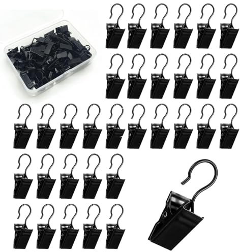 50 PCS Christmas Light Clips Holiday Light Clips for Hanging Outside String Lights Icicle Fairy Lights Christmas Tree Decorations Metal Roof Light Clips All Purpose Hanging Clips Black