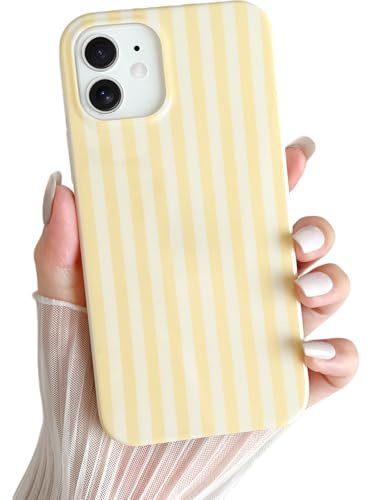 Yeddabox for iPhone 11 Case Cute Striped Phone Case Soft TPU Slim Shockproof Phone Cover for Women Girls, Yellow