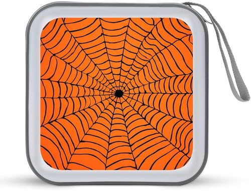 Jubonexis Spooky Halloween-Spinnennetz-CD-Hülle, DVD-Aufbewahrung, tragbar, für Auto, Zuhause, Reisen