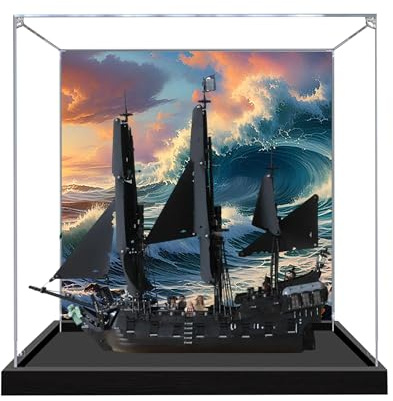 Acryl-Vitrine für Lego 10365 Captain Jack's Black Pearl-Modell, 3 mm staubdichte Displaybox, Vitrine kompatibel mit Lego 10365 (Modell nicht im Lieferumfang enthalten) (Hintergrund 3 mm B)