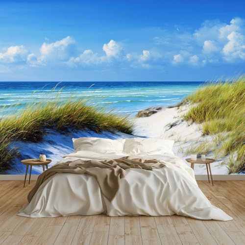 Papel pintado Mural Adhesivo de Pared Pintura Paisaje Marino Cielo Azul Art Papel Tapiz Fotográfico 300x210 cm Personalizada Catering Papel Tapiz Restaurante Decoración de Fondo Mural, Azul